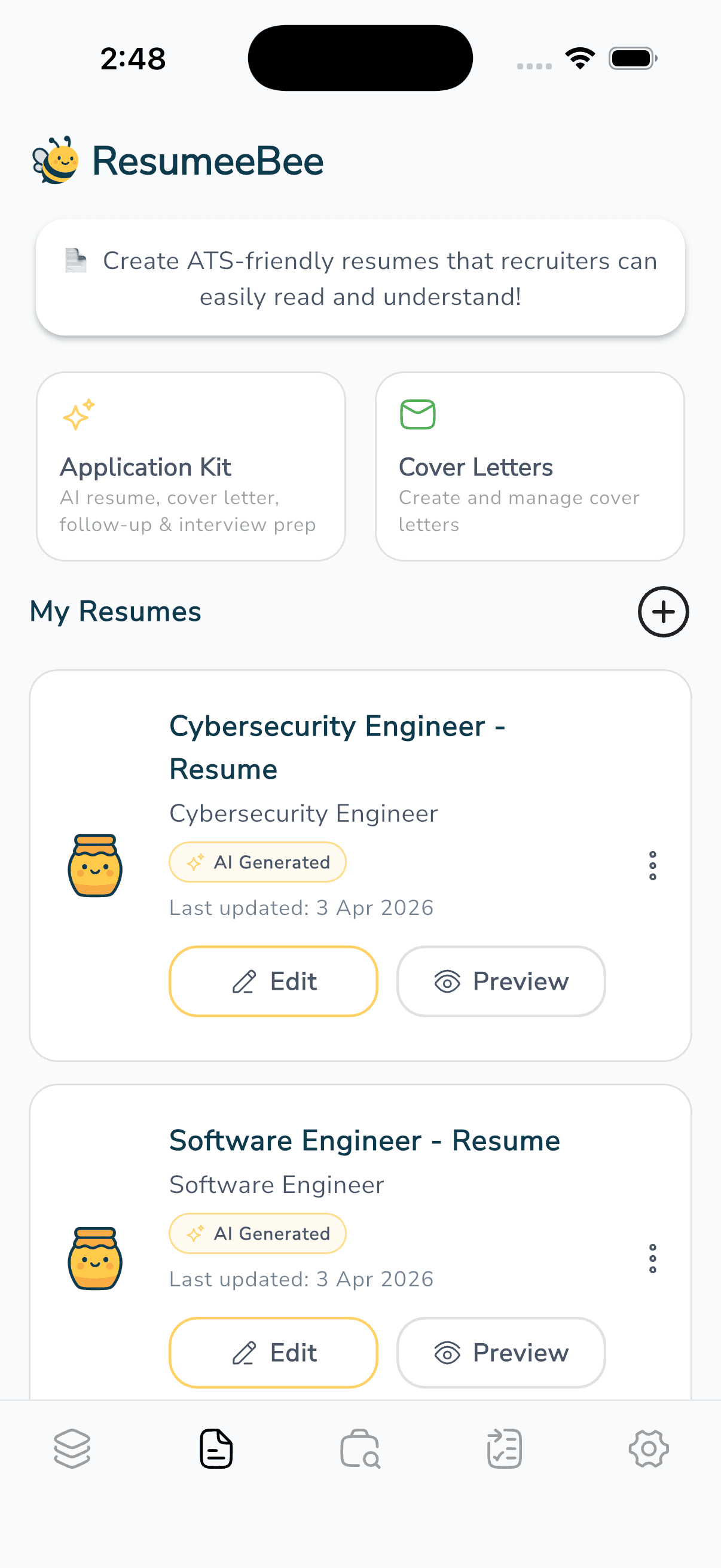 ResumeeBee screenshot 1