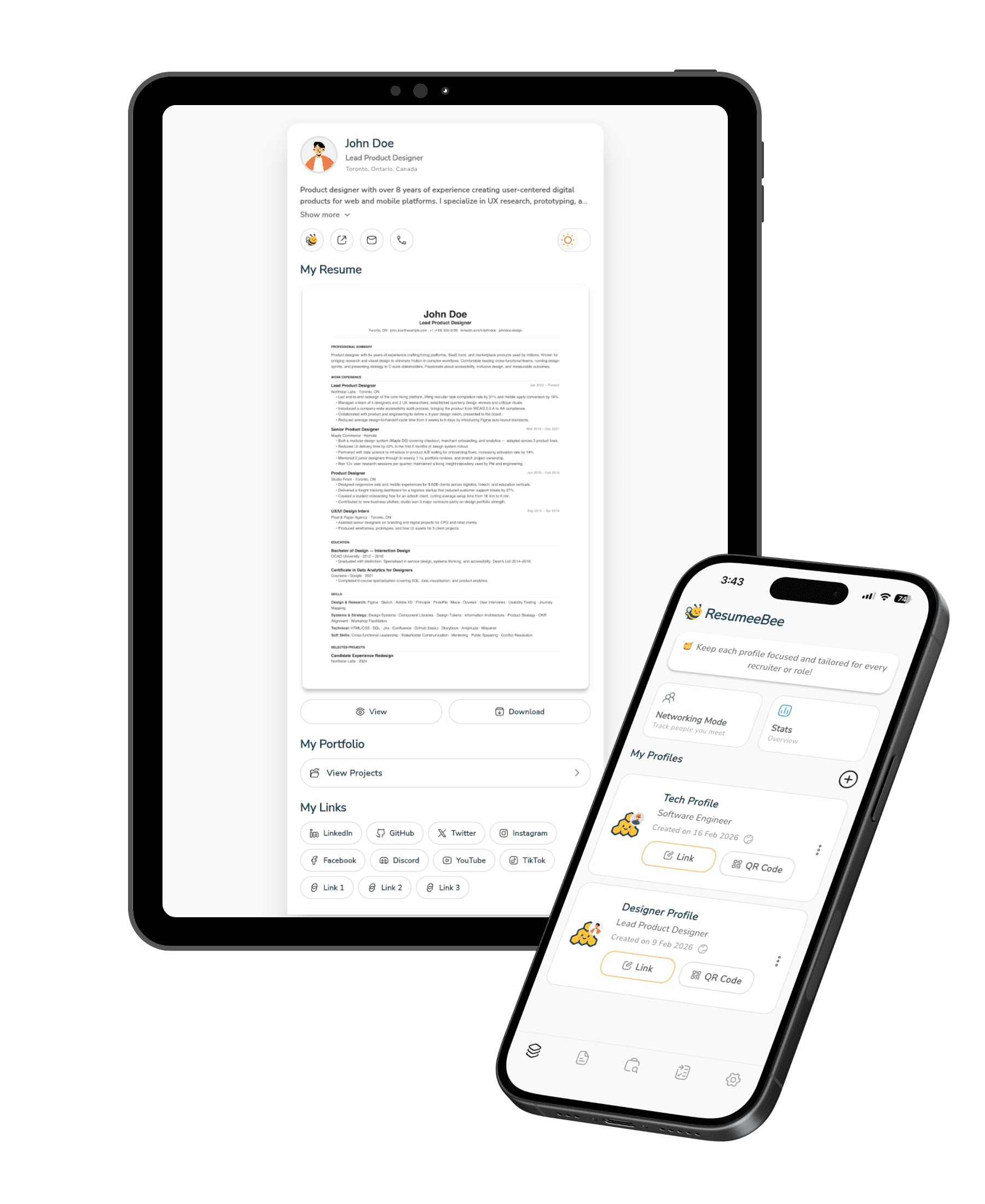 ResumeeBee app preview